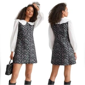 & Other Stories Embroidered Collar Floral Mini Dress Victorian Academia Coquette